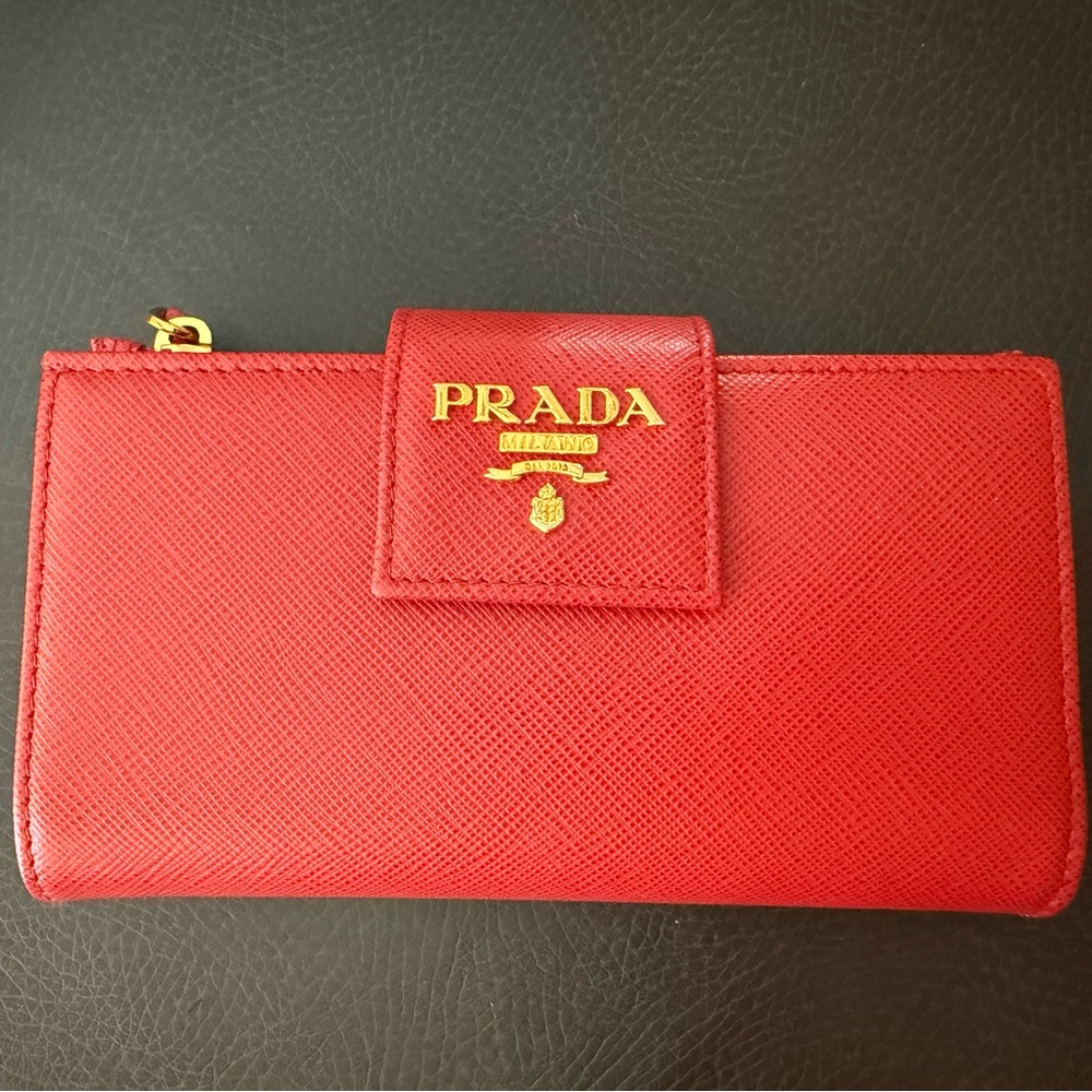 Prada Red Saffiano Leather Wallet